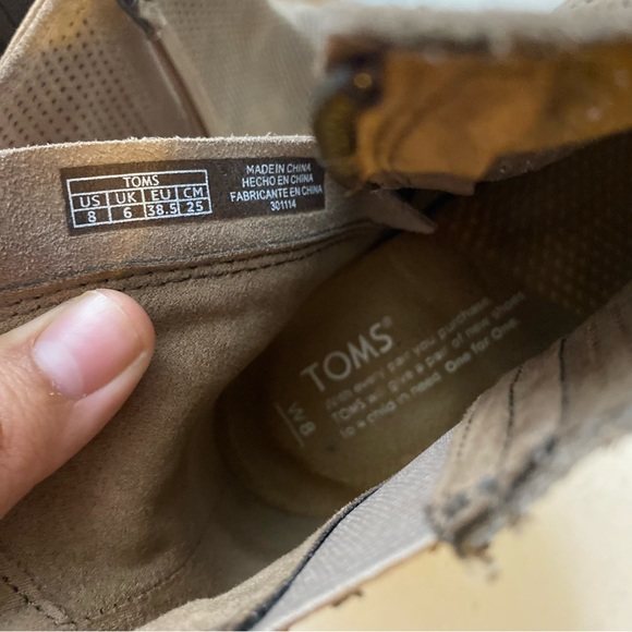 Toms Majorca Peep Toe Desert Taupe Suede Ankle Booties Women’s Size 8 - Picture 6 of 8